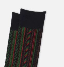 Multi Vertical Jaquard Socks Navy