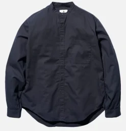 Poplin Stand Collar Shirt Navy