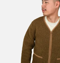 Zip Up Vee Cardigan Bark