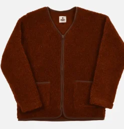 Zip Up Vee Cardigan Cognac