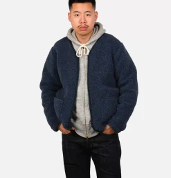 Zip Up Vee Cardigan Darkblue