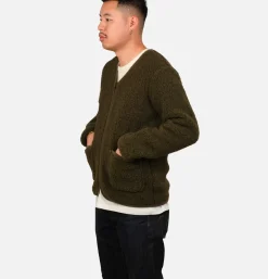 Zip Up Vee Cardigan Khaki