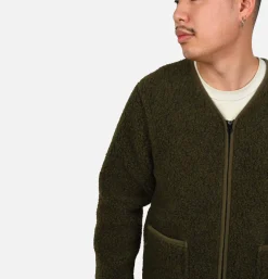 Zip Up Vee Cardigan Khaki